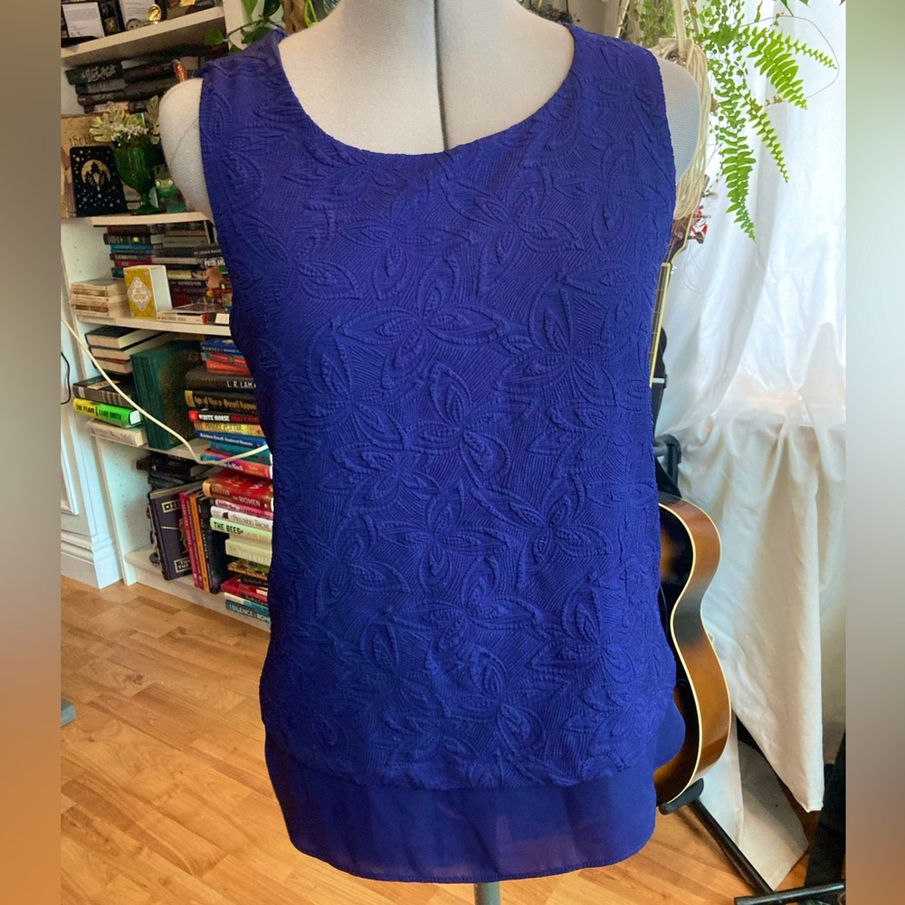 Blue butterfly sleeveless top